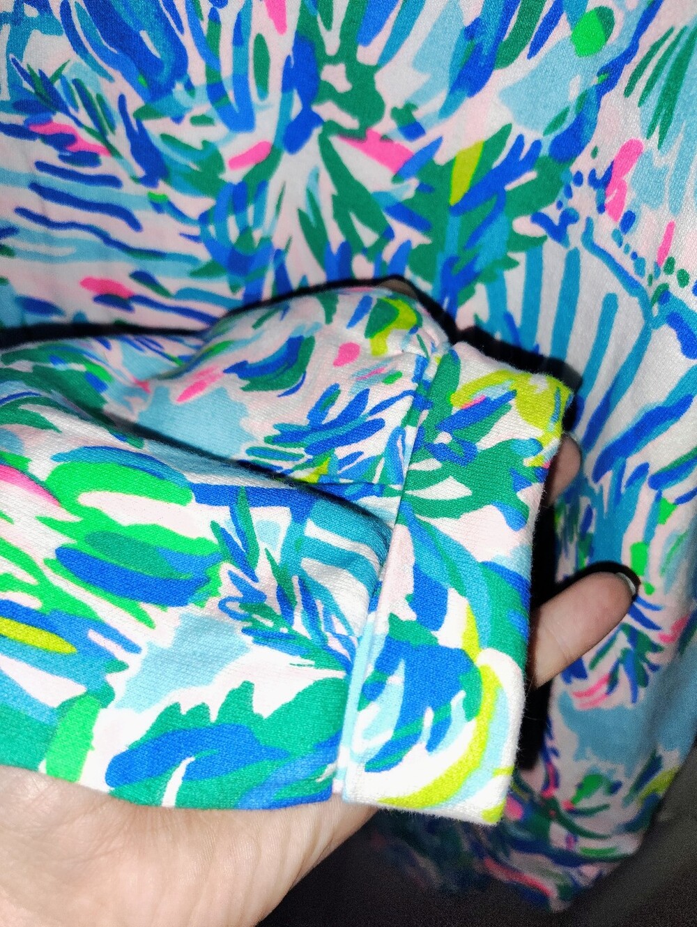 Lilly Pulitzer Size LG Blue Ibiza Cabana Cocktail Jansen Long Sleeve Sweater - Picture 6 of 8